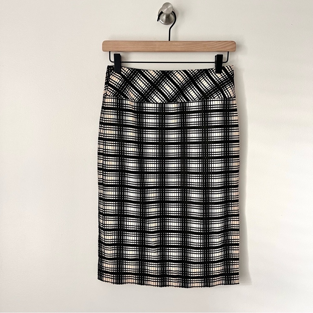 J. Crew Black & Tan Plaid Pencil Skirt
